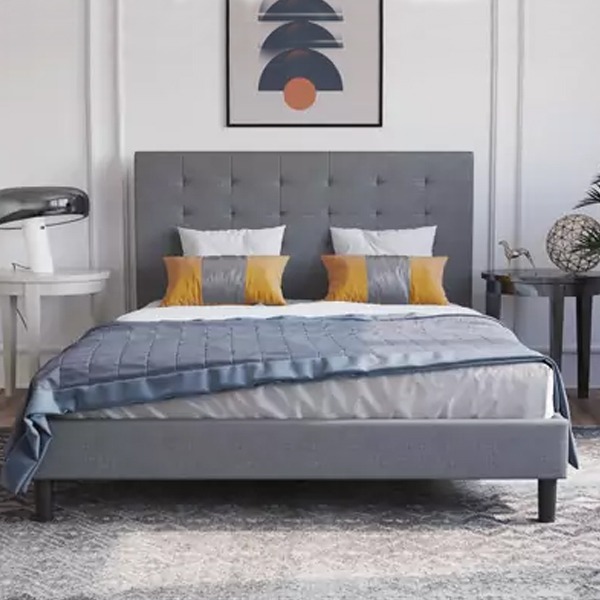 ALEXANDRA GREY FABRIC BED