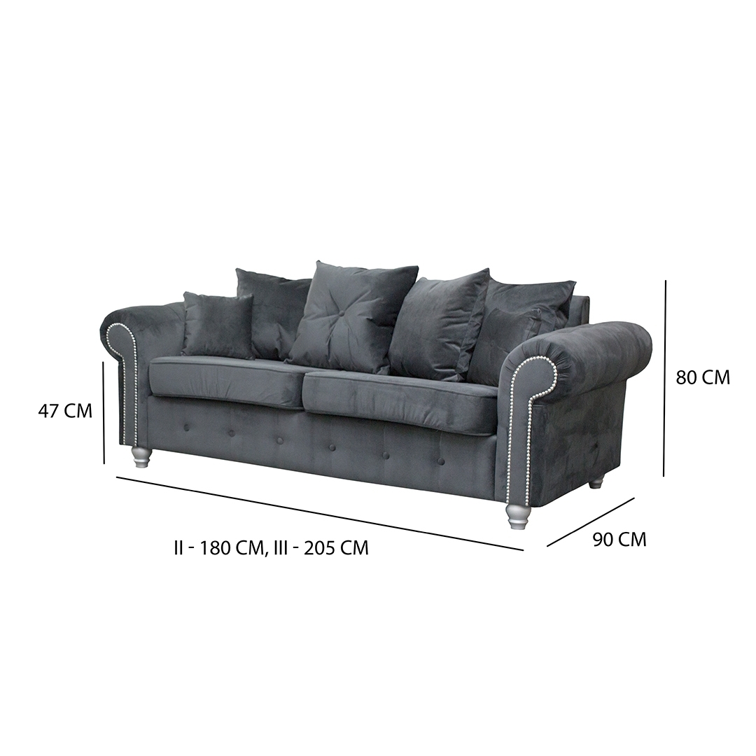 ASHWIN GREY VELVET SOFA SET - Image 4