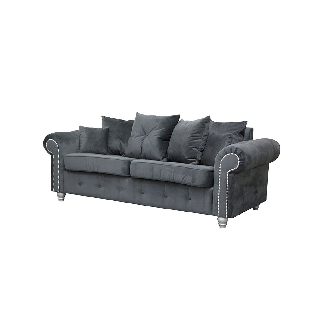 ASHWIN GREY VELVET SOFA SET - Image 3