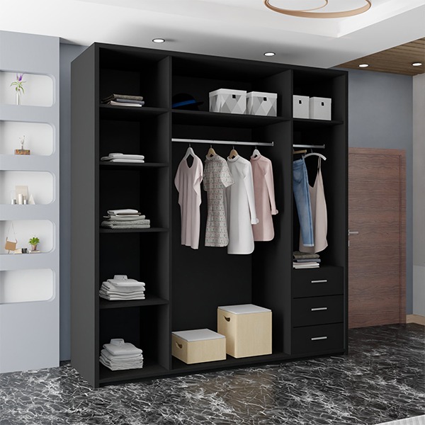 ETNA BLACK WARDROBE 150cm/200cm - Image 2