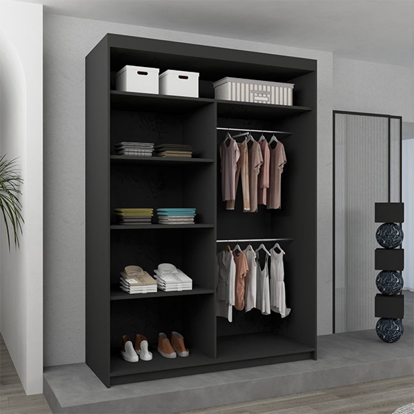 NICOLE BLACK WARDROBE 120cm/150cm/180cm/203cm - Image 3
