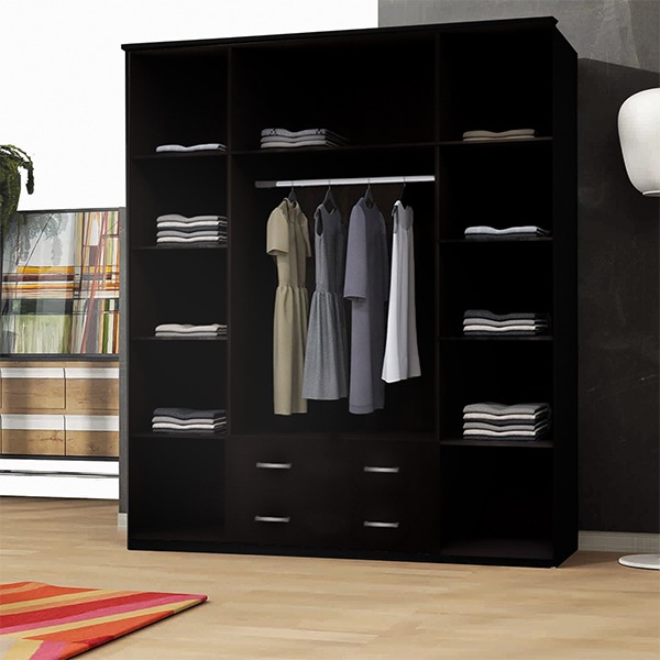 LONDON 4 DOOR BLACK WARDROBE - Image 2