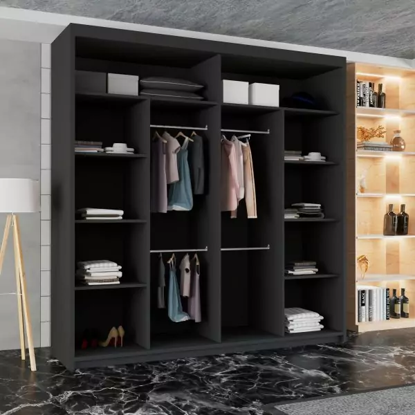 Estonia 2 Door Sliding Wardrobe Black 150/203cm - Image 2