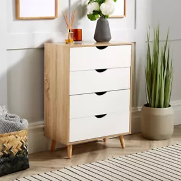 Chest of 4 Drawers in Oak or White