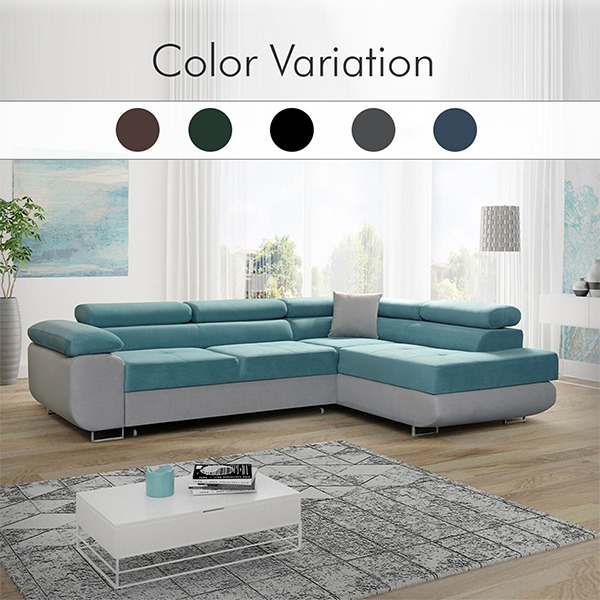 LIDO Sky Blue Corner Sofa Bed - Image 2