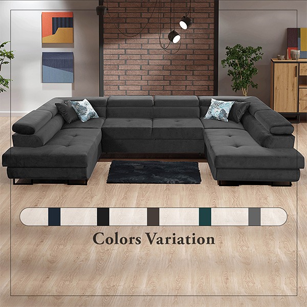 BLACK U-CORNER SOFA BED - Image 2