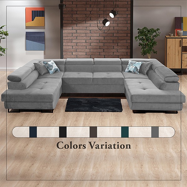 GREY U-CORNER SOFA BED - Image 2