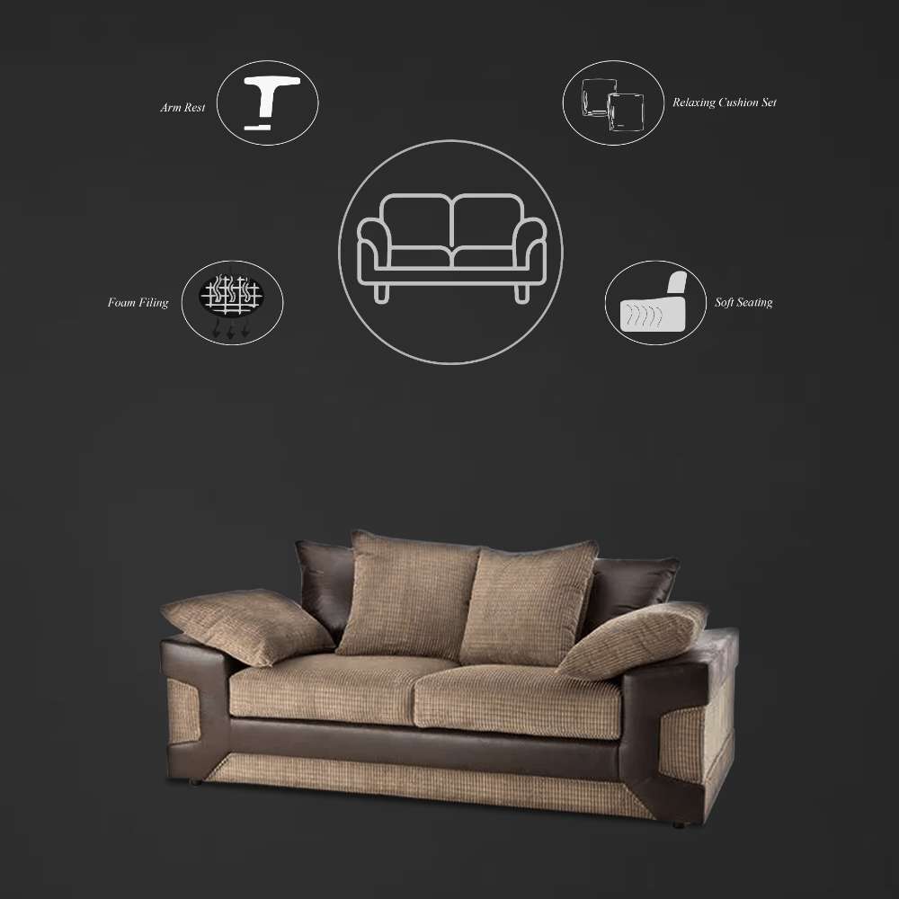 DINO BEIGE/BROWN SOFA SET - Image 5