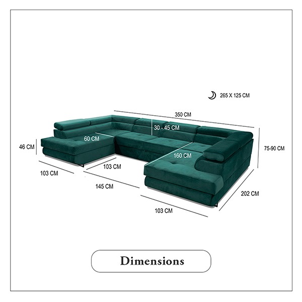 GREEN U-CORNER SOFA BED - Image 6