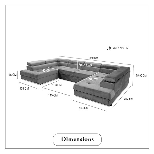 GREY U-CORNER SOFA BED - Image 4