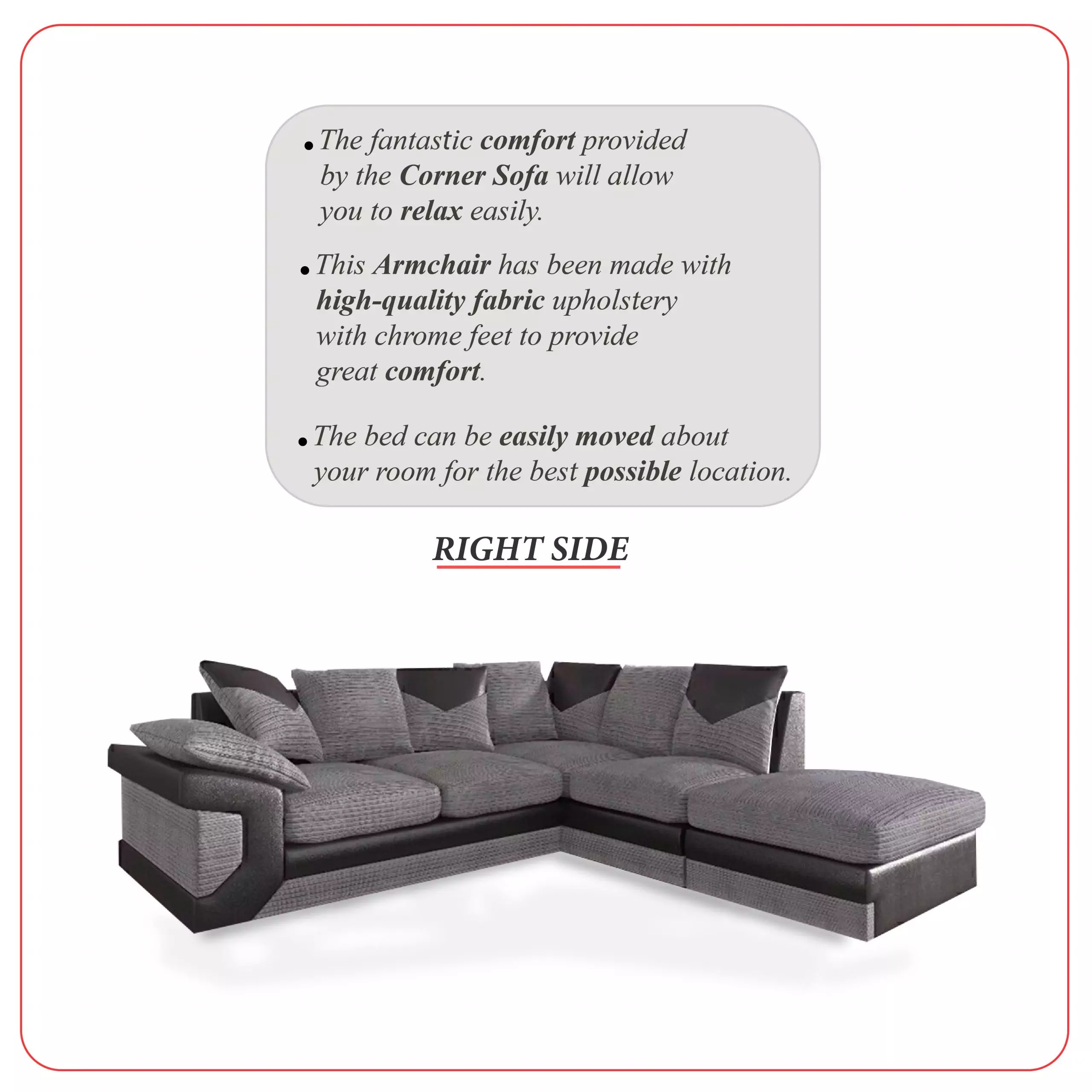 Dino Corner Sofa Black/Grey - Image 6