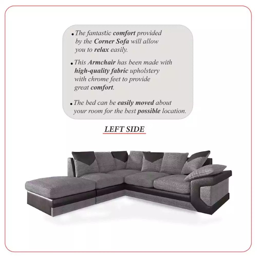 Dino Corner Sofa Black/Grey - Image 5
