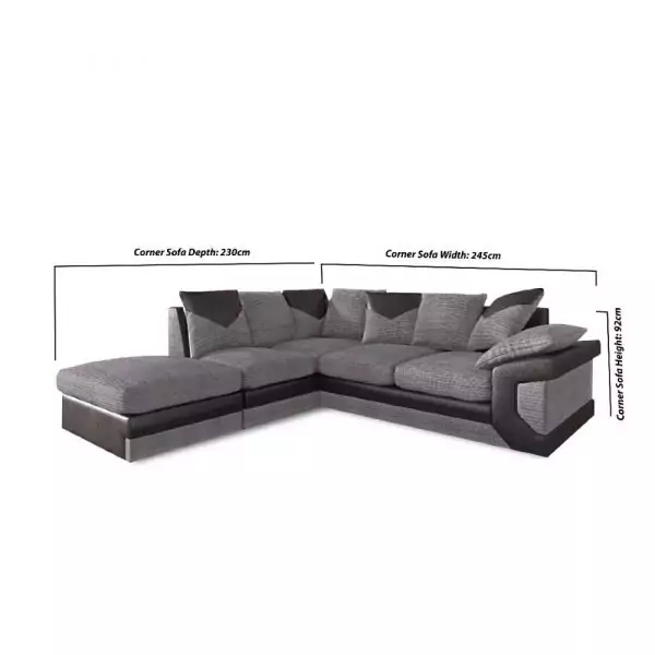 Dino Corner Sofa Black/Grey - Image 3