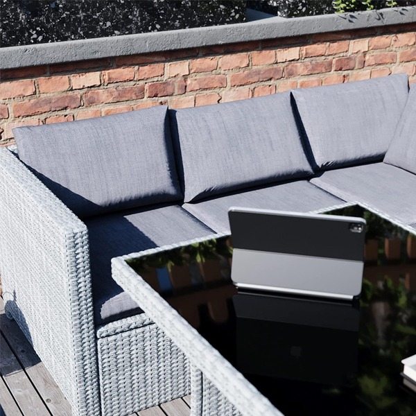 Garden Vida Belgrave 9 Seater Rattan Set Grey - Image 4