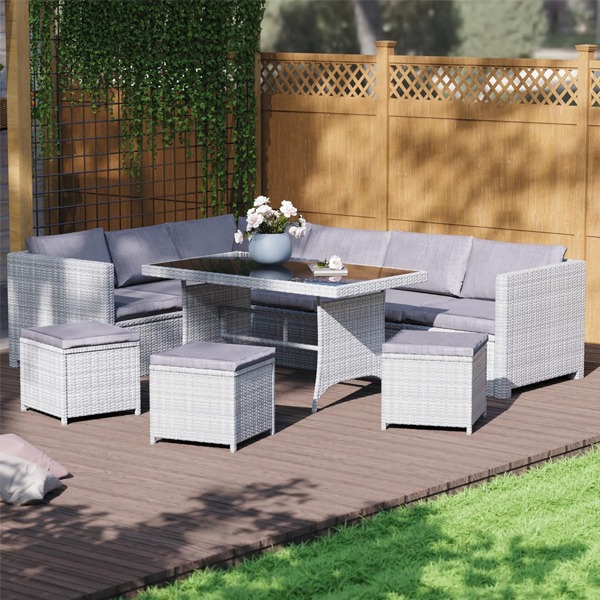 Garden Vida Belgrave 9 Seater Rattan Set Grey