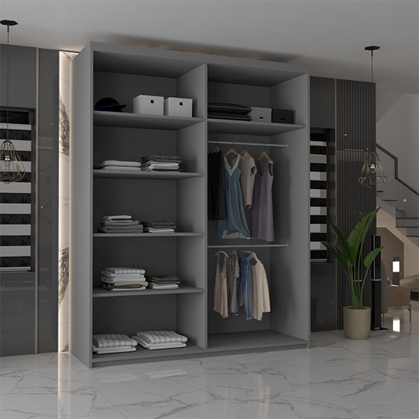 CHICAGO GREY WARDROBE 250cm - Image 5
