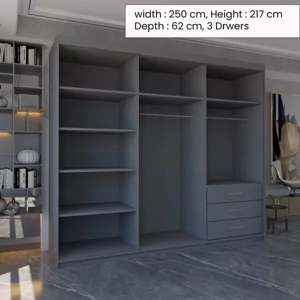 MIAMI GREY WARDROBE 250cm - Image 3
