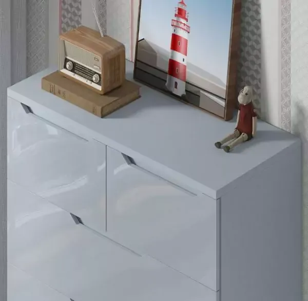 Modern High Gloss Cabinet with 5 Drawers - Image 3