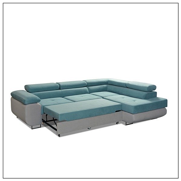 LIDO Sky Blue Corner Sofa Bed - Image 6