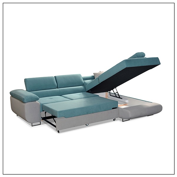 LIDO Sky Blue Corner Sofa Bed - Image 5