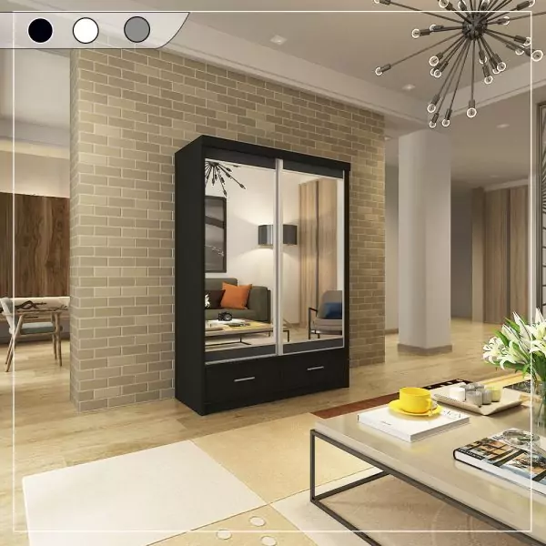 MAYFAIR BLACK WARDROBE 150CM - Image 2