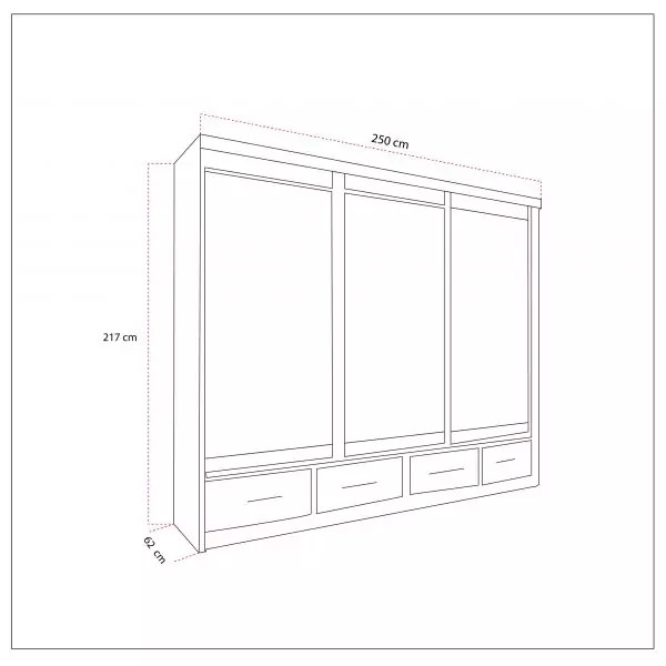 MAYFAIR GREY WARDROBE 250CM - Image 3