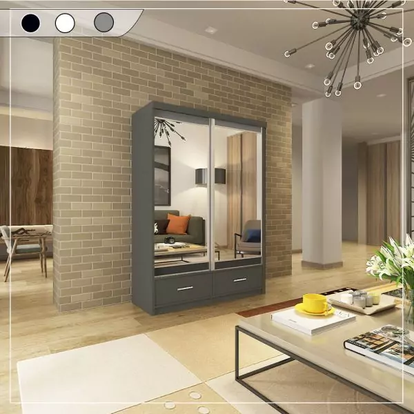 MAYFAIR GREY WARDROBE 150CM - Image 2