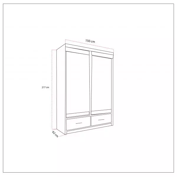MAYFAIR WHITE WARDROBE 150CM - Image 3