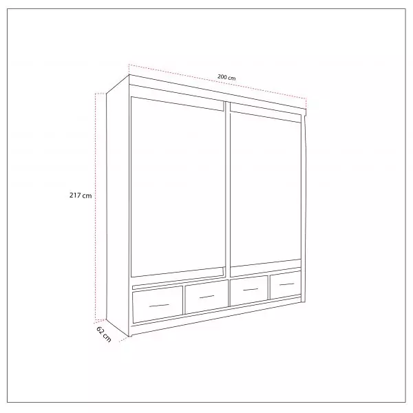 MAYFAIR BLACK WARDROBE 200CM - Image 3