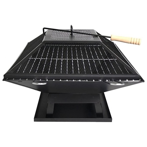 Portable Square Garden Firepit with BBQ Grill - Image 3