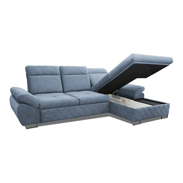 Santana Corner Sofa Bed Sky Blue - Image 3