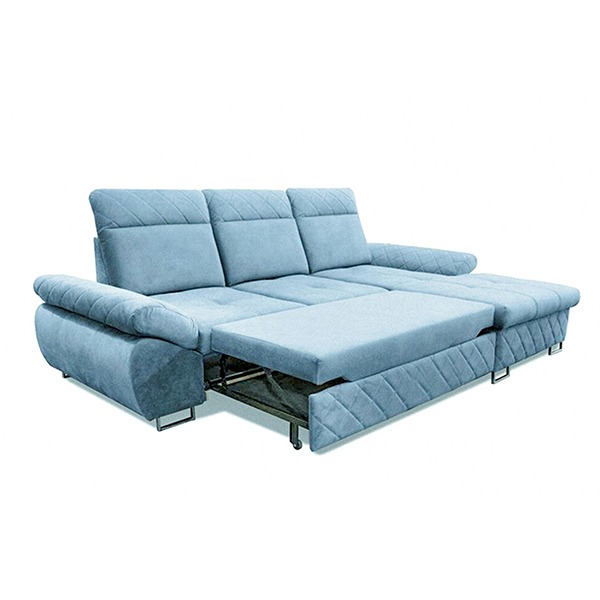 Santana Corner Sofa Bed Sky Blue - Image 4