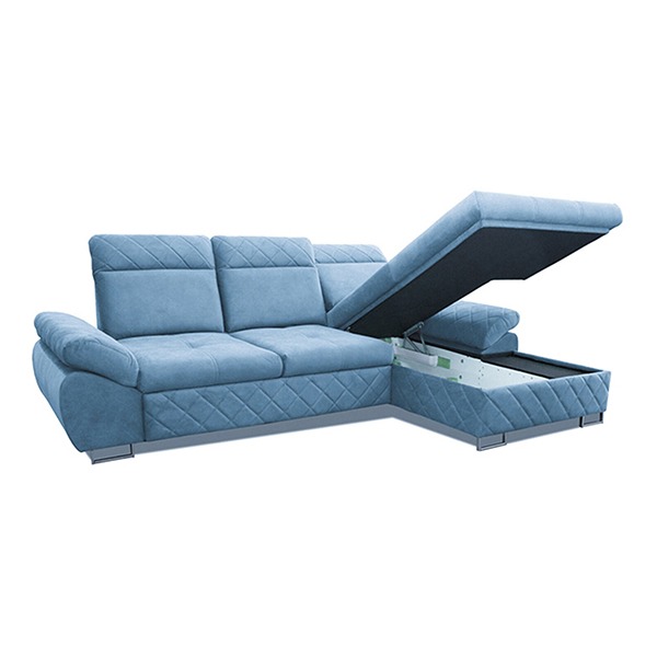 Santana Corner Sofa Bed Sky Blue - Image 5
