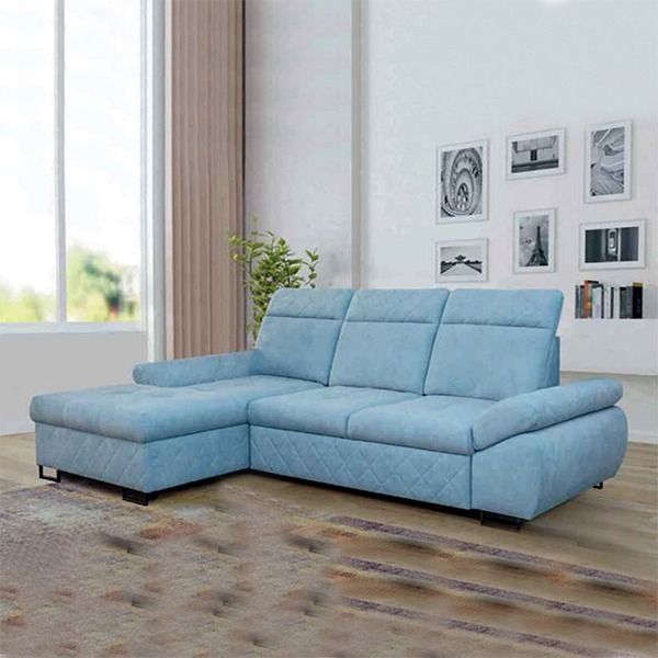 Santana Corner Sofa Bed Sky Blue - Image 6