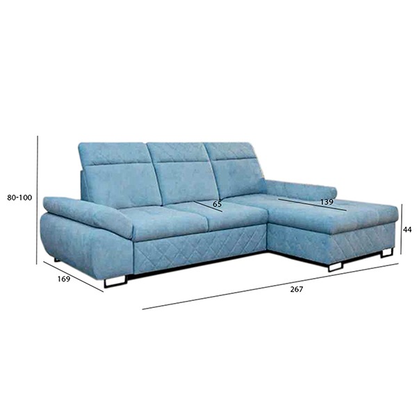 Santana Corner Sofa Bed Sky Blue - Image 7