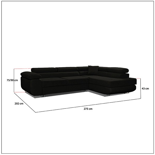LIDO BLACK CORNER SOFA BED - Image 6