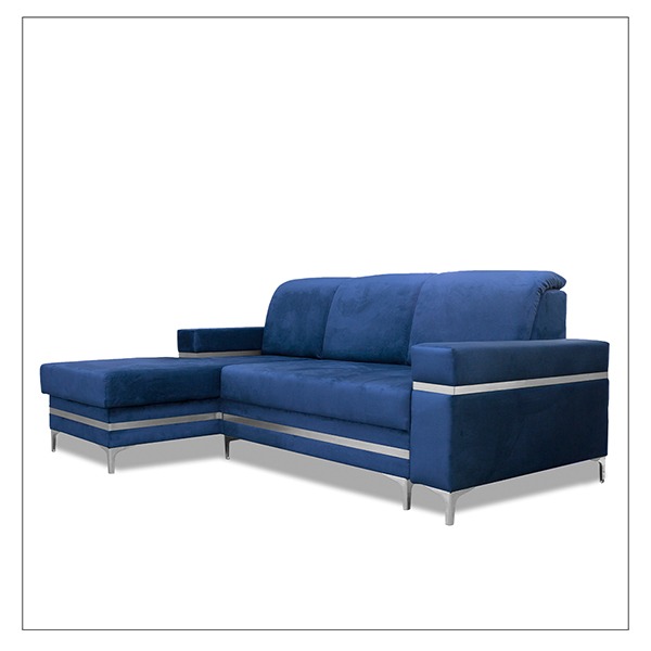 FLORENCE BLUE GOLD CORNER SOFA BED - Image 4