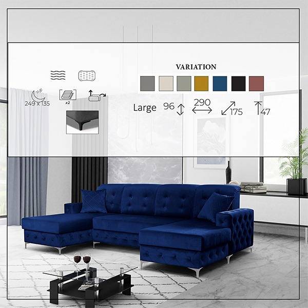 VERSO LARGE SOFA BED BLUE - Image 3