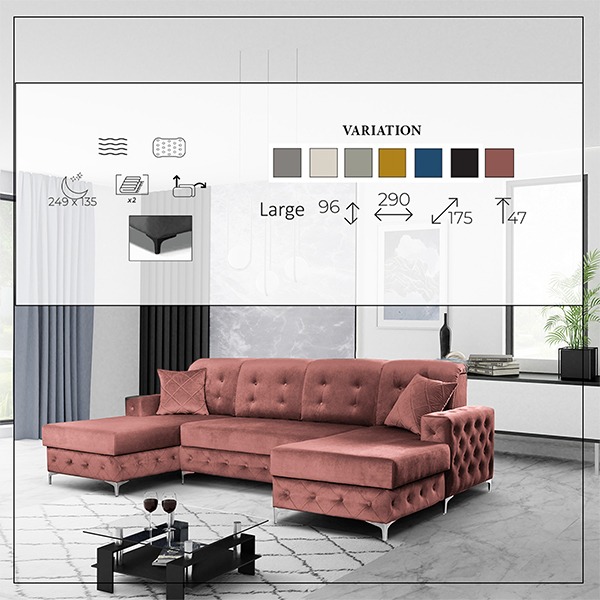 VERSO PINK LARGE SOFA BED - Image 4
