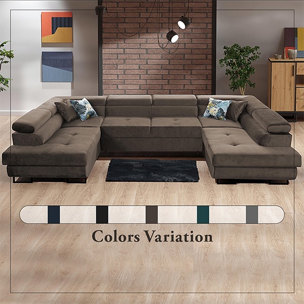 BROWN U-CORNER SOFA BED - Image 2
