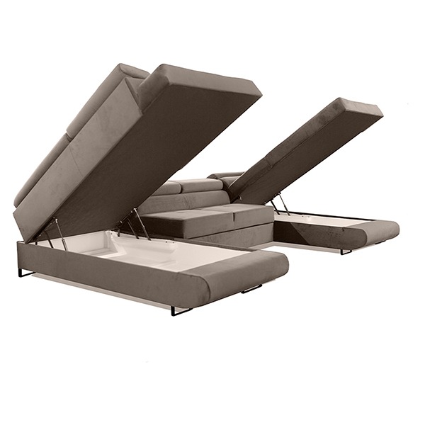 BROWN U-CORNER SOFA BED - Image 4