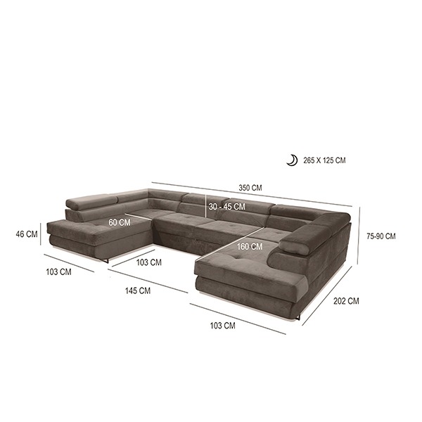 BROWN U-CORNER SOFA BED - Image 5