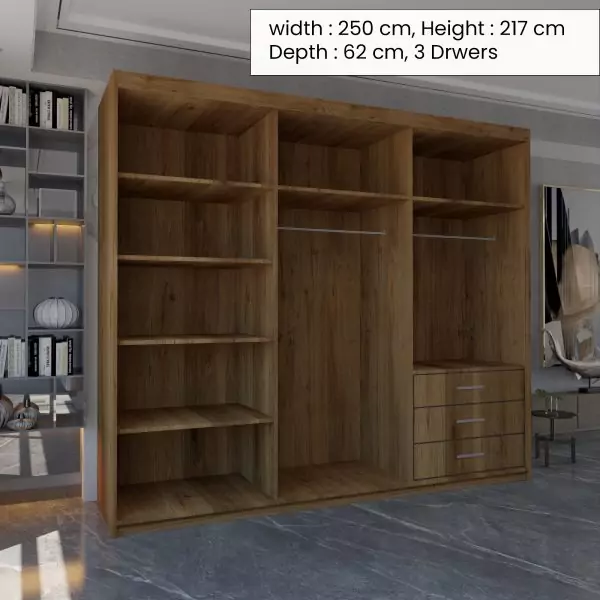 MIAMI WALNUT WARDROBE 250cm - Image 3