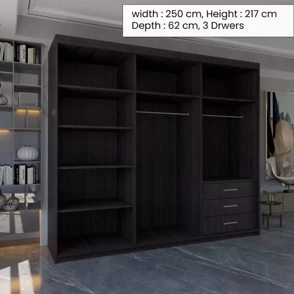 MIAMI WENGE WARDROBE 250cm - Image 3