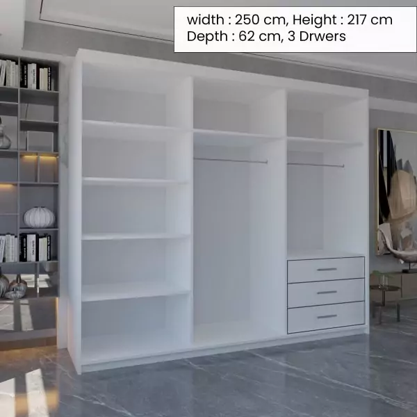 MIAMI WHITE WARDORBE 250cm - Image 3