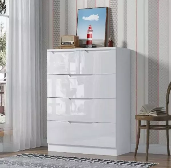 Modern High Gloss Cabinet with 5 Drawers - Image 4
