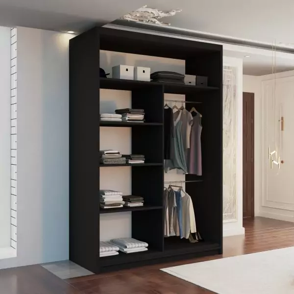 VISION BLACK WARDROBE 120cm/150cm/180cm/203cm - Image 4