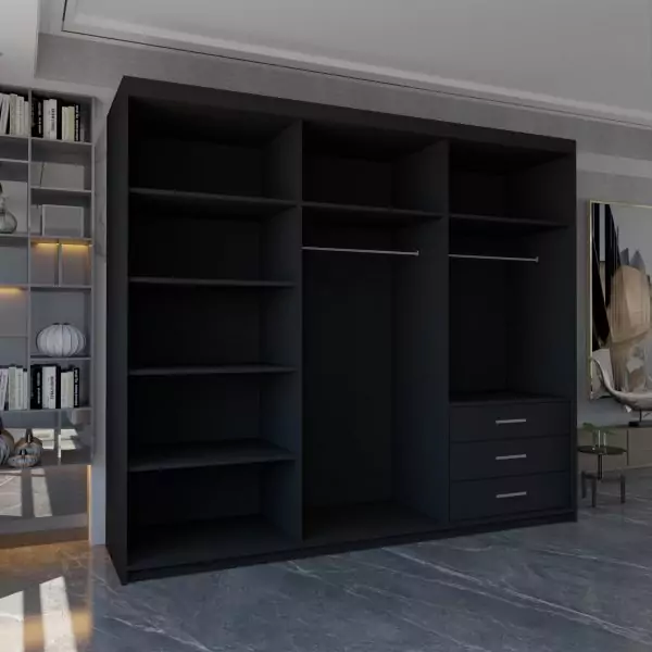 MIAMI BLACK WARDROBE 250cm - Image 2