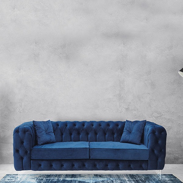 Chicago Blue 3+2 Chesterfield Sofa Set - Image 3