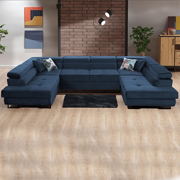 BLUE U-CORNER SOFA BED